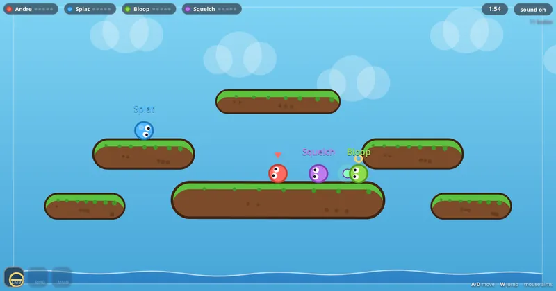 BOP in play: physics brawler characters colliding on floating terrain