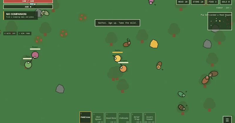 Wildbound.io in play: a multiplayer survival world with gathering and a built base